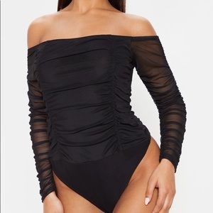 Pretty Little Thing Ruched Mesh Bodysuit